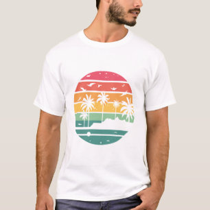 Pastel Tropical Sunset Palm Tree Design T-Shirt