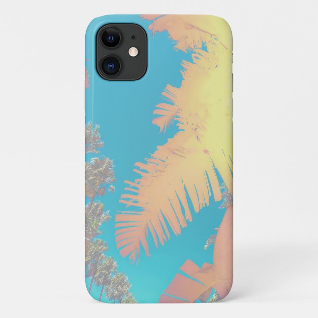Pastel Tropical Vibes Palms iPhone 11 Case (Back)