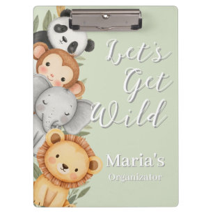 Pastel Tropical Wild Jungle Safari Animals Clipboard