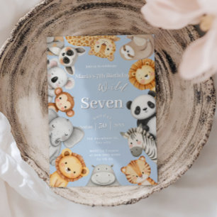 Pastel Tropical Wild Jungle Safari Animals Invitation
