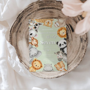 Pastel Tropical Wild Jungle Safari Animals  Invitation