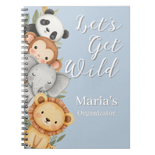 Pastel Tropical Wild Jungle Safari Animals  Notebook