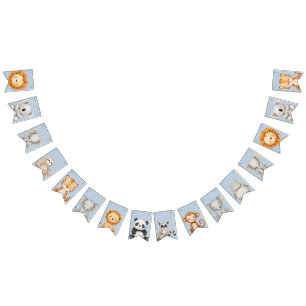 Pastel Tropical Wild One Jungle Safari Animals Bunting