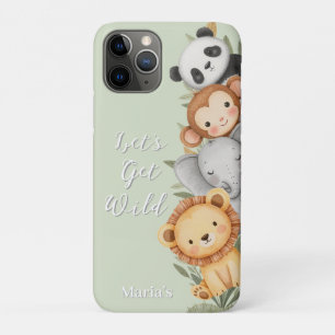 Pastel Tropical Wild One Jungle Safari Animals iPhone 11 Pro Case