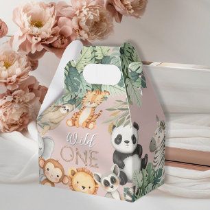 Pastel Tropical Wild One Jungle Safari Animals  Favour Box