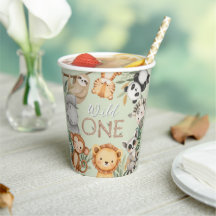 Pastel Tropical Wild One Jungle Safari Animals 