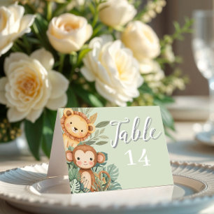 Pastel Tropical Wild One Jungle Safari Animals Thank You Card
