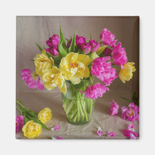 Pastel Tulip Bouquet Spring Floral Photo Magnet