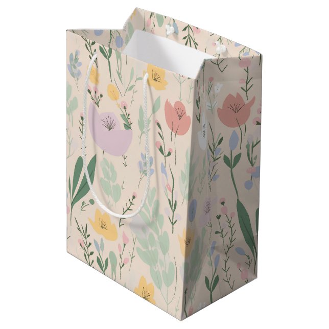 Pastel Tulip Design Medium Gift Bag (Back Angled)