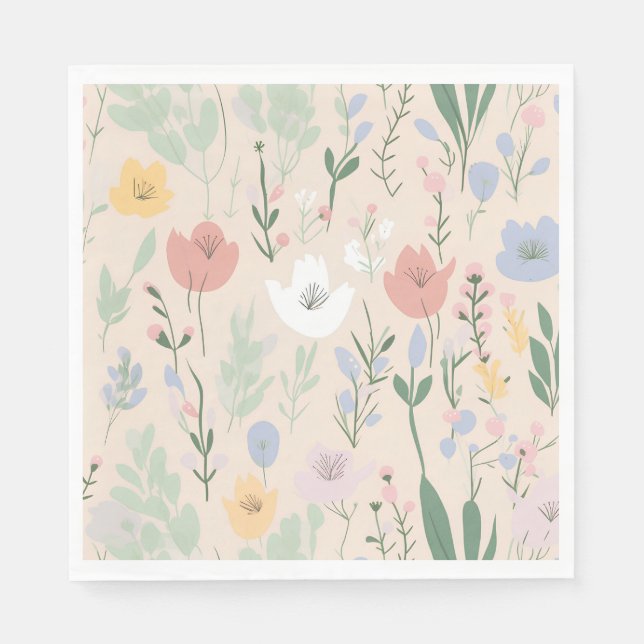 Pastel Tulip Design Napkin (Front)