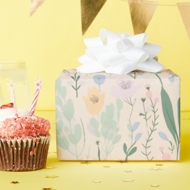Pastel Tulip Design Wrapping Paper (Birthday Party)