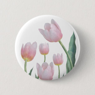 Pastel Tulip Floral Design 6 Cm Round Badge