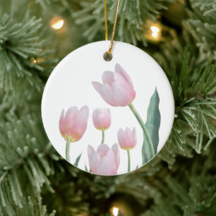 Pastel Tulip Floral Design Ceramic Ornament