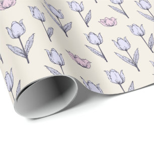 Pastel Tulip Seamless Pattern Design Wrapping Paper