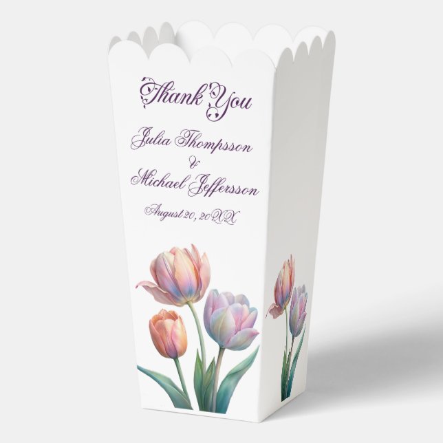 Pastel Tulip Wedding Suite Elegant Typography Favour Box (Front)