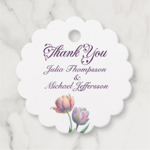 Pastel Tulip Wedding Suite Elegant Typography Favour Tags