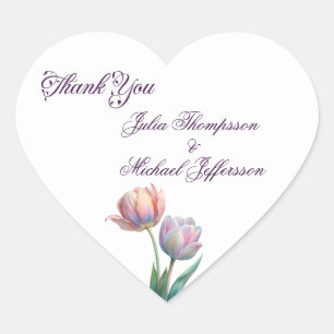 Pastel Tulip Wedding Suite Elegant Typography Heart Sticker