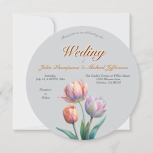 Pastel Tulip Wedding Suite Elegant Typography Invitation