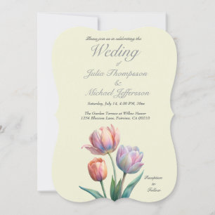 Pastel Tulip Wedding Suite Elegant Typography Invitation