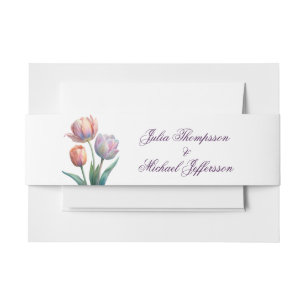 Pastel Tulip Wedding Suite Elegant Typography Invitation Belly Band