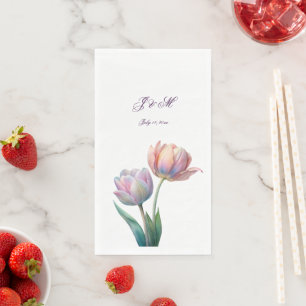 Pastel Tulip Wedding Suite Elegant Typography Napkin