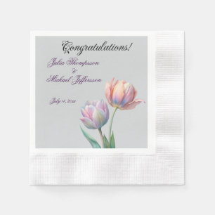 Pastel Tulip Wedding Suite Elegant Typography Napkin
