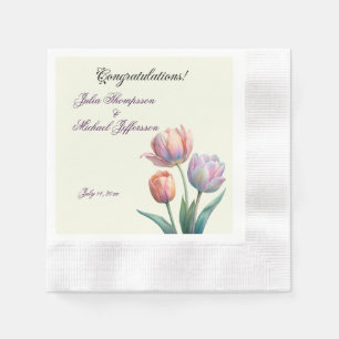 Pastel Tulip Wedding Suite Elegant Typography Napkin