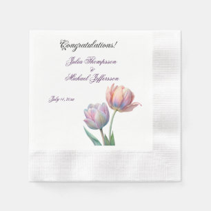 Pastel Tulip Wedding Suite Elegant Typography Napkin