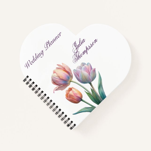 Pastel Tulip Wedding Suite Elegant Typography Notebook (Front)