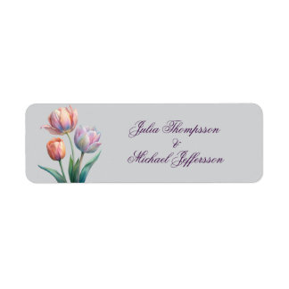 Pastel Tulip Wedding Suite Elegant Typography Return Address Label