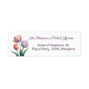 Pastel Tulip Wedding Suite Elegant Typography Return Address Label