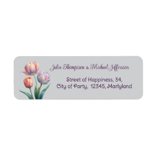 Pastel Tulip Wedding Suite Elegant Typography Return Address Label