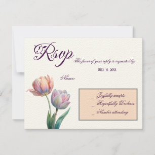Pastel Tulip Wedding Suite Elegant Typography RSVP Card