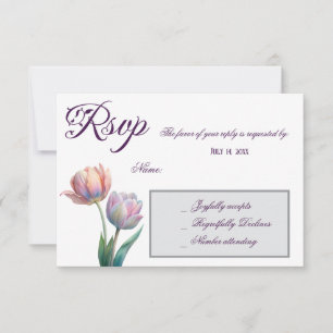 Pastel Tulip Wedding Suite Elegant Typography RSVP Card