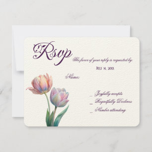 Pastel Tulip Wedding Suite Elegant Typography RSVP Card