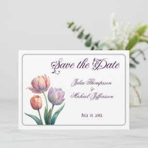 Pastel Tulip Wedding Suite Elegant Typography Save The Date