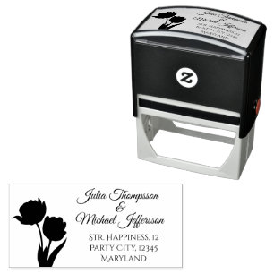 Pastel Tulip Wedding Suite Elegant Typography Self-inking Stamp
