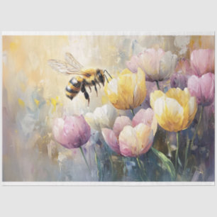 Pastel Tulips and a Honey Bee Decoupage Tissue Paper