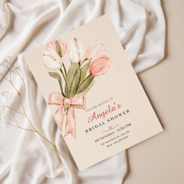 Pastel tulips flowers bridal shower invitation (Creator Uploaded)