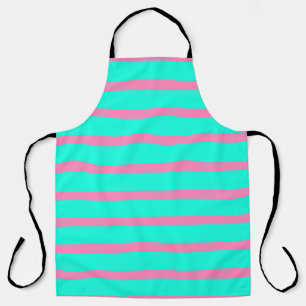 Pastel Turquoise Blue-green And Pink Stripes Apron