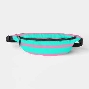 Pastel Turquoise Blue-green And Pink Stripes Bum Bags