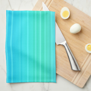 Pastel Turquoise Blue Green Stripes  Tea Towel