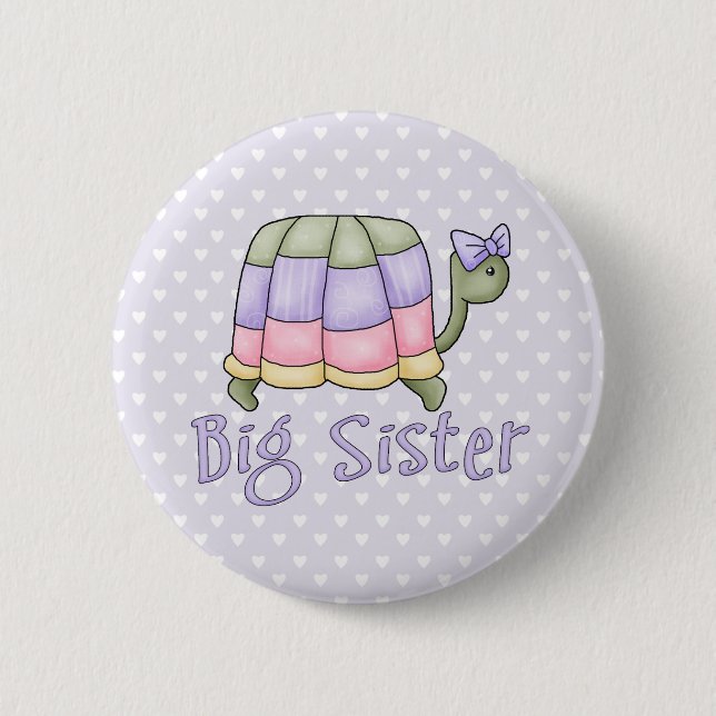Pastel Turtle Big Sister 6 Cm Round Badge (Front)