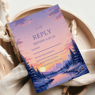 Pastel Twilight Reflections Beneath RSVP Card