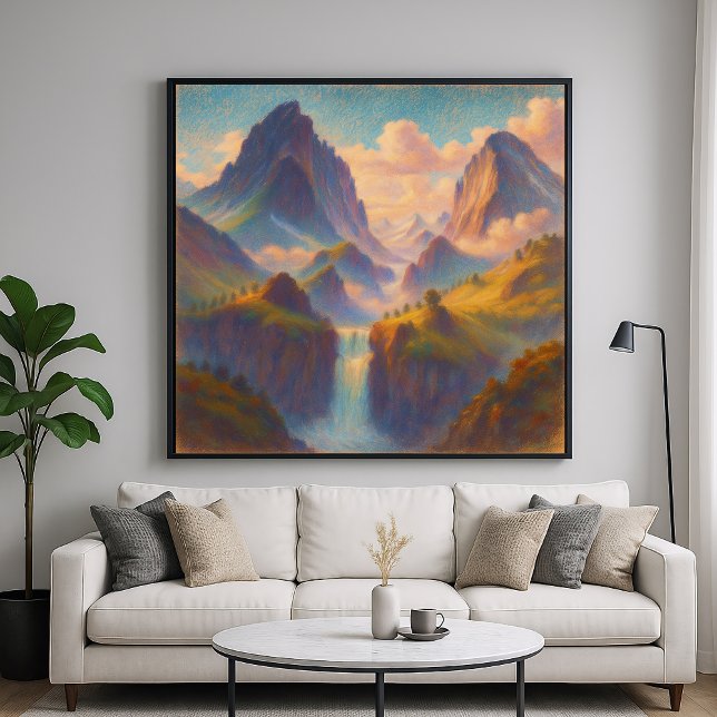 Pastel Twin Peaks - Painterly Style Landscape Art Poster (Creator Uploaded)
