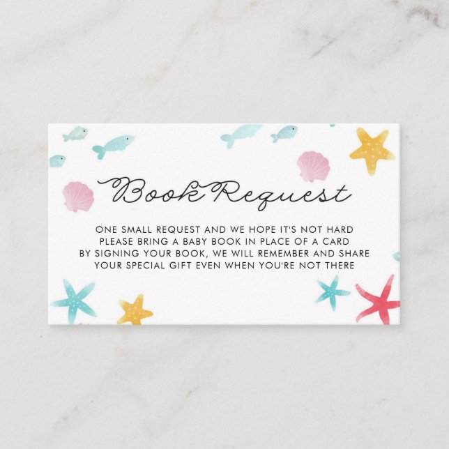 Pastel Under the Sea Baby Shower Book Request Card (Front)