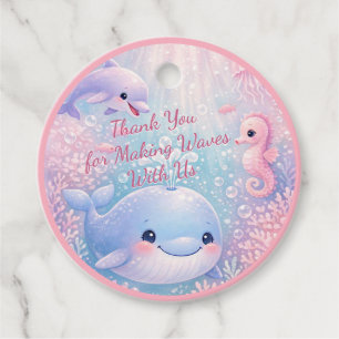 Pastel Under the Sea Birthday Whale Dolphin Party Favour Tags