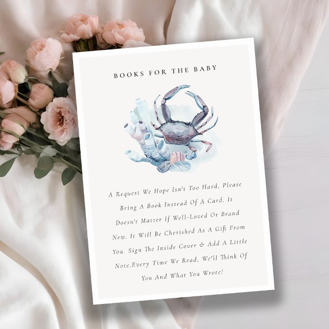 Pastel Underwater Crab Coral Books for Baby Shower Enclosure Card (Creator Uploaded)