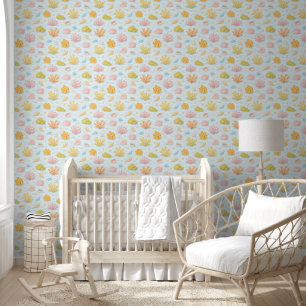 Pastel underwater sea life watercolor pattern wallpaper