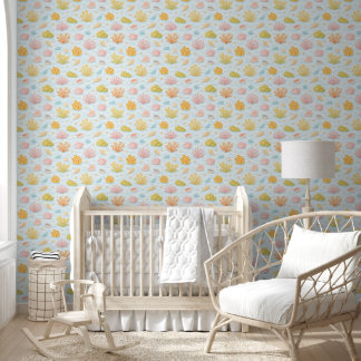 Pastel underwater sea life watercolor pattern wallpaper
